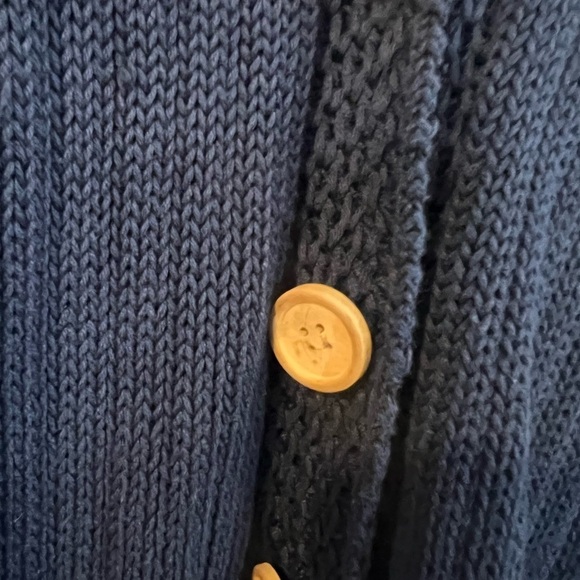 Terryl For Thalian Knit Sweater Cardigan Women's Large 100% Cotton Blue - Picture 4 of 4